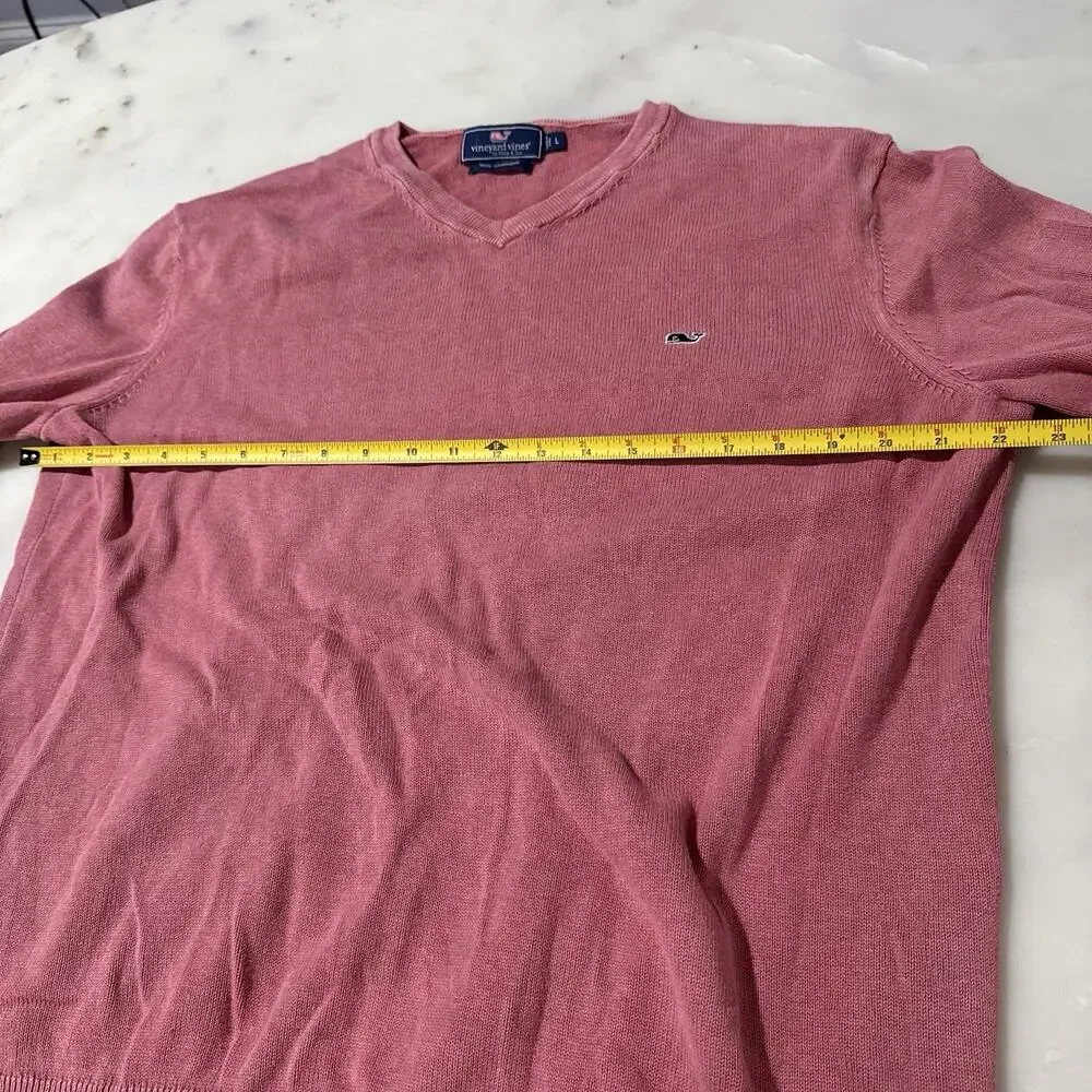 Vineyard Vines Shep & Ian Men L Cashmere Blend Coral Pink Sweater Coastal Casual